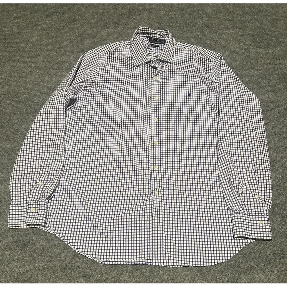 Polo Ralph Lauren Men's XL Purple Graph Checked Performance Button Nylon Shirt
